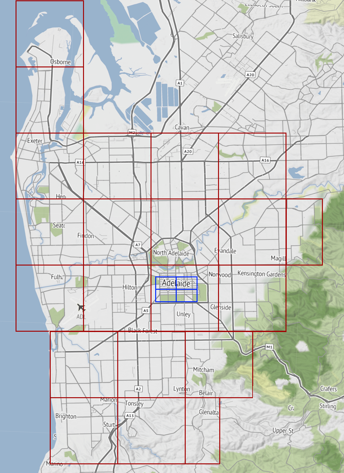 Key map of adelaide