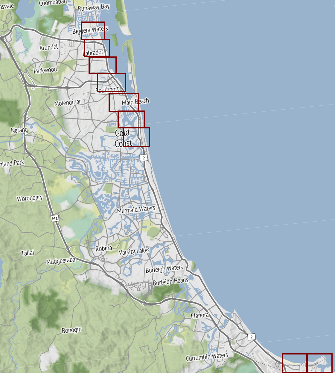 Key map of Gold Coast