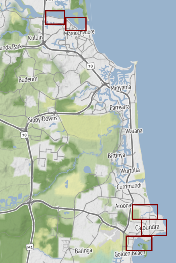 Key map of Sunshine Coast