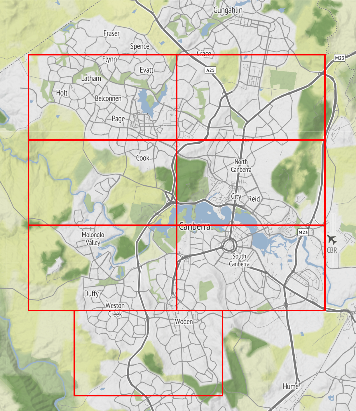 Key map of Canberra