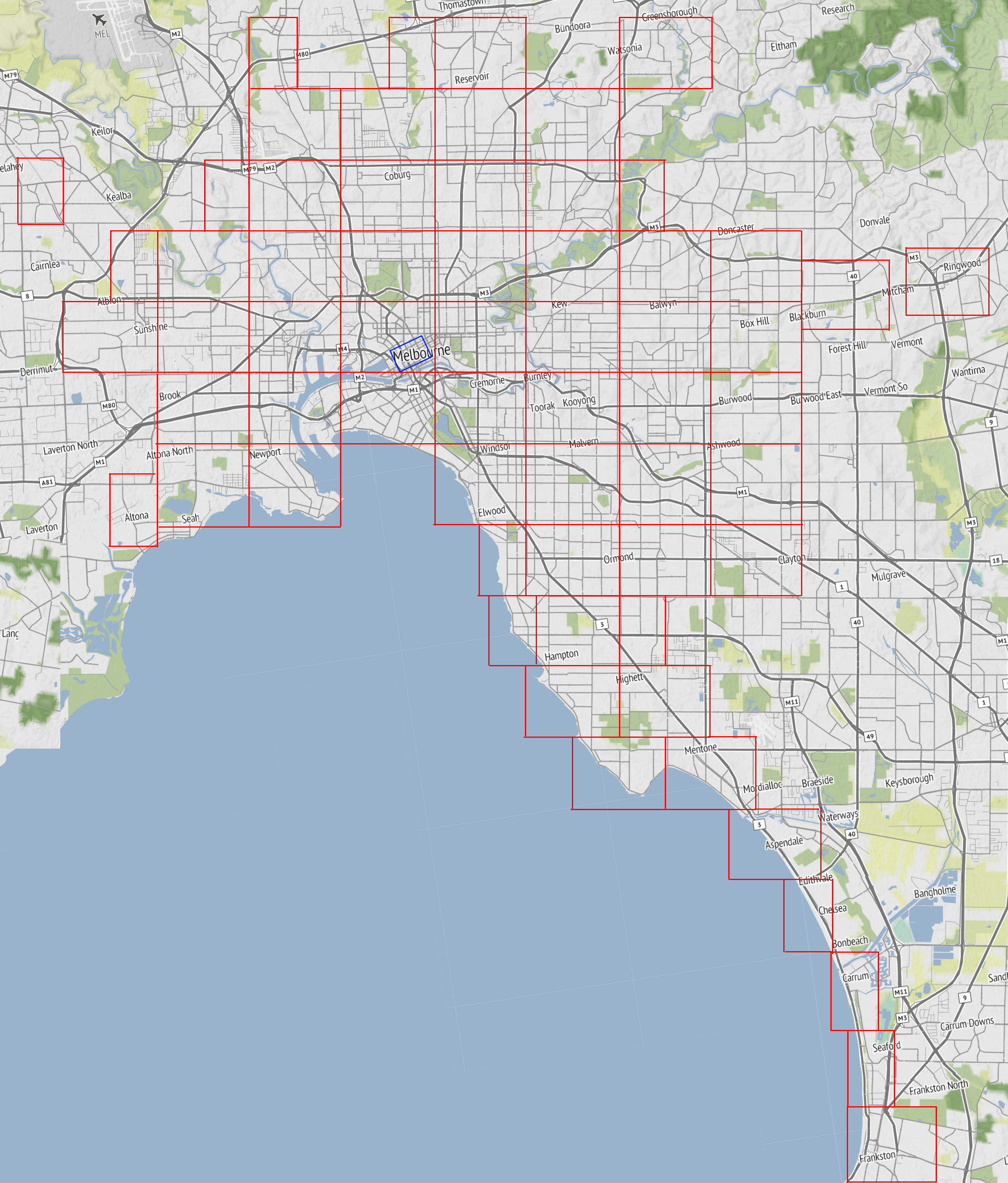 Key map of Melbourne